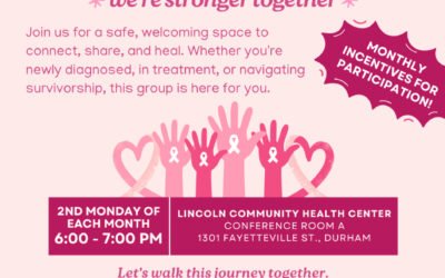Breast Cancer Awareness Group – 2nd Monday each month from 6PM – 7PM